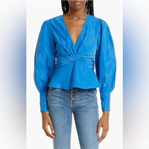 Veronica Beard Seema Twist Front Taffeta Blouse